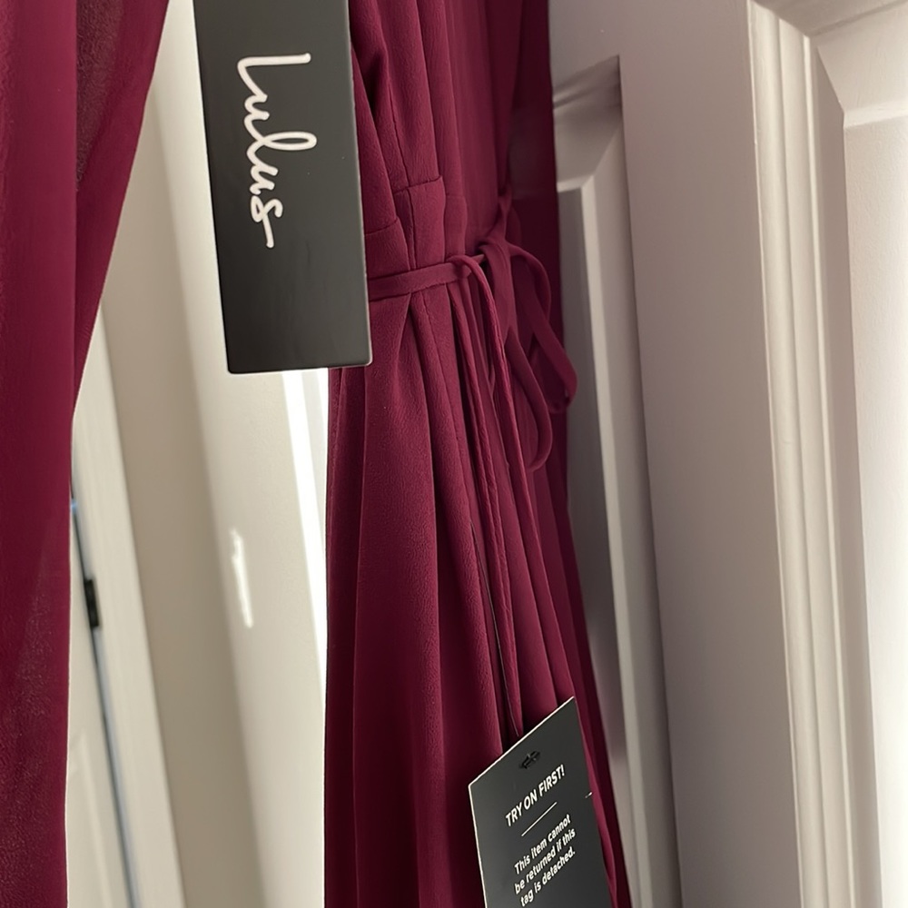 Lulus long sleeve wrap dress - maroon color. NWT